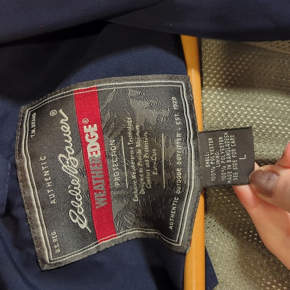 Eddie Bauer WeatherEdge Protection Easy-Care blue coat heavy duty weather proof - Picture 10 of 16